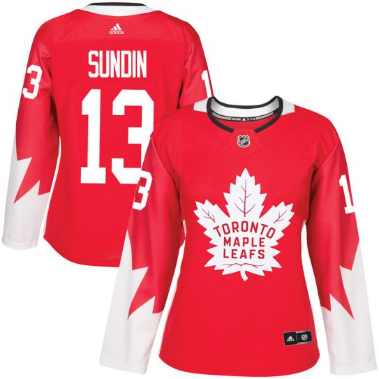 2017 NHL Toronto Maple Leafs women #13 Mats Sundin red jersey->women nhl jersey->Women Jersey